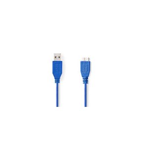 USB-kabel | USB 3.2 Gen 1 | USB-A Han | USB Micro-B han | 5 Gbps | Nikkelplateret | 5.00 m | Runde | PVC | Bl� | Konvolut