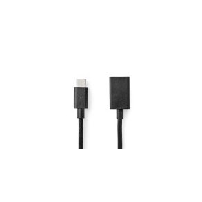 USB-C Adapter | USB 3.2 Gen 1 | USB-C Han | USB-A Hun | 5 Gbps | 0.15 m | Runde | Nikkelplateret | PVC | Sort | Konvolut