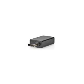 USB-C Adapter | USB 3.2 Gen 1 | USB-C Han | USB-A Hun | 5 Gbps | OTG | Runde | Nikkelplateret | Sort | Box