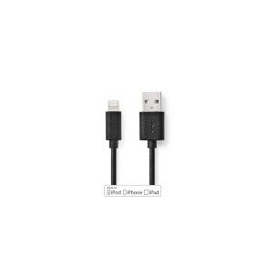 Lightning Kabel | USB 2.0 | Apple Lightning 8-pin | USB-A Han | 480 Mbps | Nikkelplateret | 1.00 m | Runde | PVC | Sort | Box