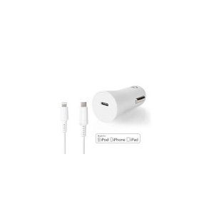 Biloplader | 20 W | 1.67 / 2.22 / 3.0 A | Antal output: 1 | Porttype: USB-C | Lightning 8-Pin (Loose) kabel | 1.00 m | Automatisk Valgt Sp�nding