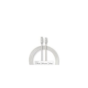 Lightning Kabel | USB 2.0 | Apple Lightning 8-pin | USB-C Han | 480 Mbps | Guldplateret | 1.00 m | Runde | Flettet / Nylon | Aluminium / S�lv | Cover Window Box