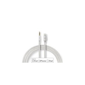 Lightning Adapter | Apple Lightning 8-pin | 3.5 mm Hanstik | Guldplateret | 1.00 m | Runde | Nylon
