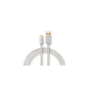 USB-kabel | USB 2.0 | USB-A Han | USB-C Han | 15 W | 480 Mbps | Guldplateret | 2.00 m | Runde | Flettet / Nylon | Aluminium | Cover Window Box