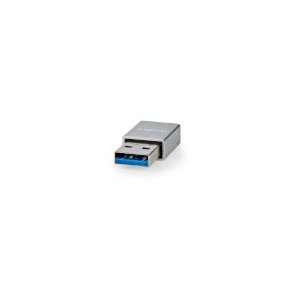 USB-A Adapter | USB 3.2 Gen 1 | USB-A Han | USB-C Hun | 5 Gbps | Runde | Nikkelplateret | S�lv | Cover Box