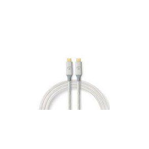 USB-kabel | USB 3.2 Gen 2x2 | USB-C Han | USB-C Han | 100 W | 4K@60Hz | 20 Gbps | Guldplateret | 1.00 m | Runde | Flettet / Nylon | S�lv | Cover Window Box