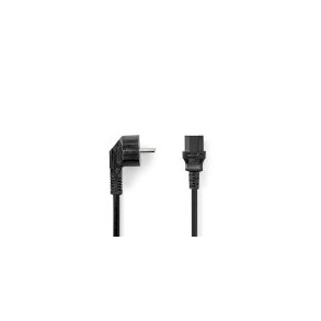 Str�mkabel | Stikprop med sidebens jord  Han | IEC-320-C13 | Vinklet | Lige | Nikkelplateret | 2.00 m | Runde | PVC | Sort | Box