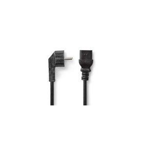 Str�mkabel | Stikprop med sidebens jord  Han | IEC-320-C19 | Vinklet | Lige | Nikkelplateret | 2.00 m | Runde | PVC | Sort | Box