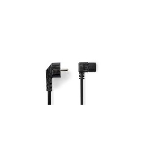 Str�mkabel | Stikprop med sidebens jord  Han | IEC-320-C13 | Vinklet | Vinklet | Nikkelplateret | 2.00 m | Runde | PVC | Sort | Label