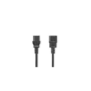 Str�mkabel | IEC-320-C14 | IEC-320-C13 | Lige | Lige | Nikkelplateret | 2.00 m | Runde | PVC | Sort | Label