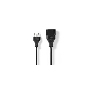 Power Extension Cable | EUR male | EUR Female| 2.0 m | Round | Black | Envelope