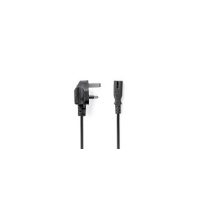 UK Str�mkabel | UK Han | IEC-320-C7 | 5.00 m | Ja | 2 x 0.75 mm� | Kobber | Runde | Nikkelplateret | UK | PVC | Stik: UK / Type G | 250 V AC | 3 A | Sort