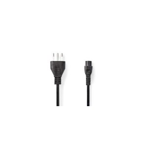 Str�mkabel | Italiensk Han | IEC-320-C5 | Lige | Lige | Nikkelplateret | 2.00 m | Runde | PVC | Sort | Label