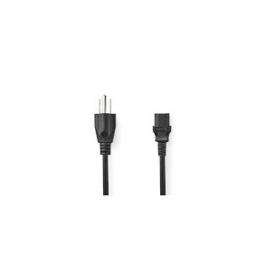 Str�mkabel | USA Hanstik | IEC-320-C13 | Lige | Lige | Nikkelplateret | 2.00 m | Runde | PVC | Sort | Label