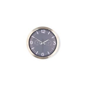 V�gur | Diameter: 300 mm | Rustfri St�l | Stille bev�gelse | Termometer | Hygrometer | Gr� / Metal