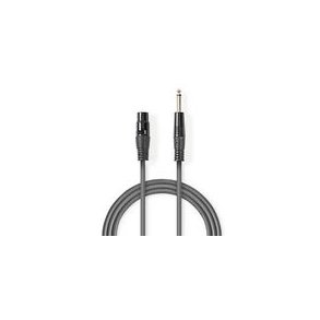 Ubalanceret Lydkabel | XLR 3-Pin Hun | 6.35 mm Hanstik | Nikkelplateret | 10.0 m | Runde | PVC | M�rkegr� | Gave�ske