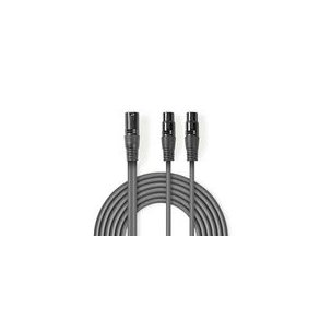 Balanceret Audio kabel | XLR 3-Pin Han | 2x XLR 3-Pin Hunstik | Nikkelplateret | 1.50 m | Runde | PVC | M�rkegr� | Kartonhylster