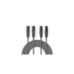 Balanceret Audio kabel | 2x XLR 3-Pin Hanstik | 2x XLR 3-Pin Hunstik | Nikkelplateret | 0.50 m | Runde | PVC | M�rkegr� | Kartonhylster