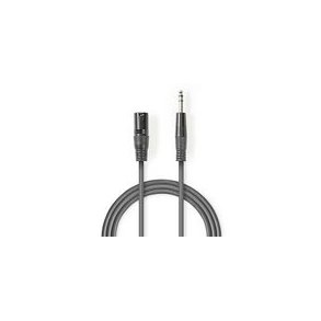 Balanceret Audio kabel | XLR 3-Pin Han | 6.35 mm Hanstik | Nikkelplateret | 1.50 m | Runde | PVC | M�rkegr� | Kartonhylster