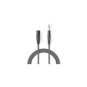 Balanceret Audio kabel | XLR 3-Pin Han | 6.35 mm Hanstik | Nikkelplateret | 3.00 m | Runde | PVC | M�rkegr� | Kartonhylster