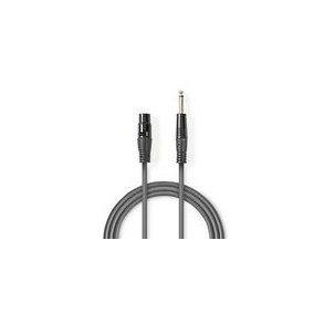 Ubalanceret Lydkabel | XLR 3-Pin Hun | 6.35 mm Hanstik | Nikkelplateret | 3.00 m | Runde | PVC | M�rkegr� | Kartonhylster