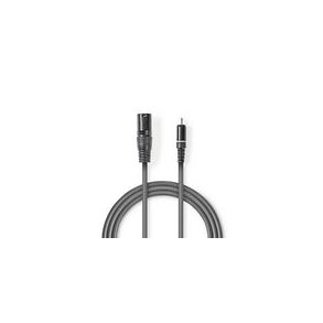 Ubalanceret Lydkabel | XLR 3-Pin Han | RCA Hanstik | Nikkelplateret | 1.50 m | Runde | PVC | M�rkegr� | Kartonhylster