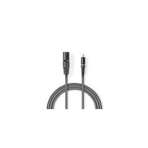 Ubalanceret Lydkabel | XLR 3-Pin Han | RCA Hanstik | Nikkelplateret | 3.00 m | Runde | PVC | M�rkegr� | Kartonhylster
