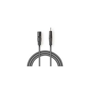 Balanceret Audio kabel | XLR 3-Pin Han | 3.5 mm Hanstik | Nikkelplateret | 3.00 m | Runde | PVC | M�rkegr� | Kartonhylster