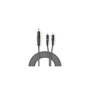 Stereo Audio kabel | 3.5 mm Hanstik | 2x RCA Hanstik | Nikkelplateret | 1.50 m | Runde | M�rkegr� | Kartonhylster