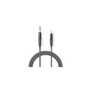 Stereo Audio kabel | 6.35 mm Hanstik | 3.5 mm Hanstik | Nikkelplateret | 1.50 m | Runde | M�rkegr� | Kartonhylster