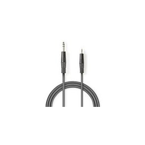 Stereo Audio kabel | 6.35 mm Hanstik | 3.5 mm Hanstik | Nikkelplateret | 3.00 m | Runde | M�rkegr� | Kartonhylster