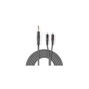 Stereo Audio kabel | 6.35 mm Hanstik | 2x RCA Hanstik | Nikkelplateret | 3.00 m | Runde | M�rkegr� | Kartonhylster