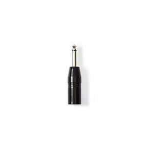 XLR adapter | XLR 3-Pin Han | 6.35 mm Hanstik | Nikkelplateret | Lige | Metal | Sort | 1 stk. | Plastikpose