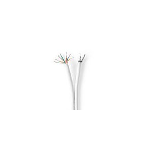 IEC (Coax) CAT6 Combi Kabel p� rulle | RG58 | 75 Ohm | Triple afsk�rmet | ECA | 50.0 m | Runde | Hvid | Gave�ske