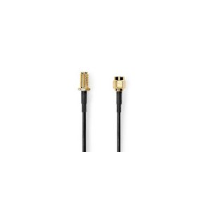 Antennekabel | SMA Han | SMA Hun | Guldplateret | 50 Ohm | Enkelt afsk�rmet | 5.00 m | Runde | PVC | Sort | Label