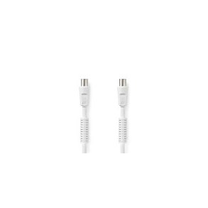 Coax Cable | IEC (Coax) Han | IEC (Coax) Hun | Nikkelplateret | 120 dB | 75 Ohm | Quad Sk�rmet | 3.00 m | Runde | PVC | Hvid | Label