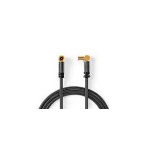 Coax Cable | IEC (Coax) Han | IEC (Coax) Hun | Guldplateret | 75 Ohm | Quad Sk�rmet | 5.00 m | Runde | Bomuld | Gr� / Gun Metal Gr� | Cover Window Box