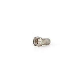 F-Connector | Lige | Han | Nikkelplateret | 75 Ohm | Sl� til | Kabeldiameter: 7.4 mm | Zinc Alloy | S�lv | 25 stk. | Plastikpose