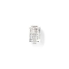Telecom Connector | Tilslutnings Type: RJ11 | Lige | Bel�gning: Guldplateret | PVC | Gennemsigtig
