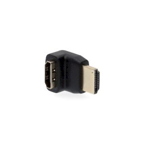 HDMI Adapter | HDMI Stik | HDMI  -udgang | Guldplateret | Vinkel 270� | ABS | Sort | 1 stk. | Box