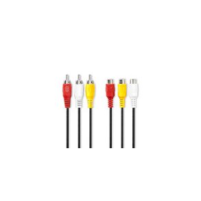 Composite Video kabel | 3x RCA Han | 3x RCA Hun | Nikkelplateret | 480p | 2.00 m | Runde | PVC | Sort | Label