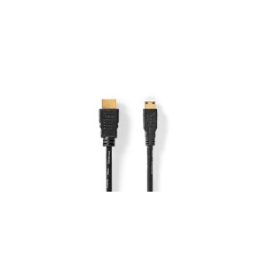 High Speed ​​HDMI ™ kabel med Ethernet | HDMI™ Stik | HDMI™ Mini-stik | 4K@30Hz | 10.2 Gbps | 3.00 m | Runde | PVC | Sort | Label