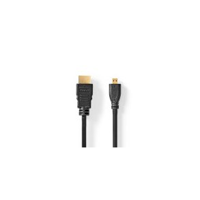 High Speed ​​HDMI ™ kabel med Ethernet | HDMI™ Stik | HDMI™ Micro-stik | 4K@30Hz | 10.2 Gbps | 1.50 m | Runde | PVC | Sort | Label