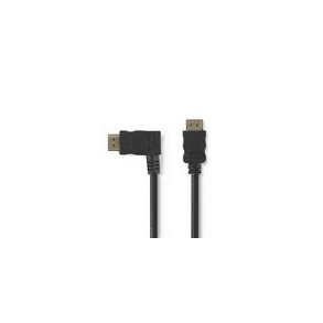 High Speed ​​HDMI ™ kabel med Ethernet | Venstre Hooked HDMI ™ stik | HDMI™ Stik | 4K@30Hz | 10.2 Gbps | 1.50 m | Runde | PVC | Sort | Konvolut