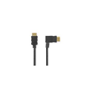 High Speed ​​HDMI ™ kabel med Ethernet | Lige Hooked HDMI ™ stik | HDMI™ Stik | 4K@30Hz | 10.2 Gbps | 1.50 m | Runde | PVC | Sort | Konvolut