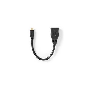 High Speed ​​HDMI ™ kabel med Ethernet | HDMI™ Micro-stik | HDMI ™ -udgang | 4K@30Hz | 10.2 Gbps | 0.20 m | Runde | PVC | Sort | Konvolut
