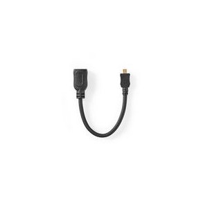 High Speed ​​HDMI ™ kabel med Ethernet | HDMI™ Micro-stik | HDMI ™ -udgang | 4K@30Hz | 10.2 Gbps | 0.20 m | Runde | ABS / PVC | Sort | Mærke