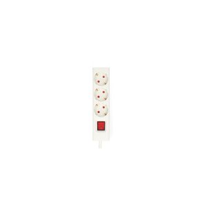 Udvidelse Socket | Stikprop med sidebens jord / Type F (CEE 7/7) | 3-vejs | 3.00 m | 3680 W | 16 A | Indbygget on/off-knap (t�nd/sluk) | Hvid