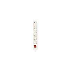 Udvidelse Socket | Stikprop med sidebens jord / Type F (CEE 7/7) | 5-vejs | 1.50 m | 3680 W | 16 A | USB Tilslutning | Indbygget on/off-knap (t�nd/sluk) | Hvid