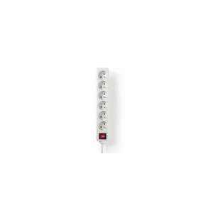Udvidelse Socket | France / Type E (CEE 7/6) | 6-vejs | 3.00 m | 3680 W | 16 A | Indbygget on/off-knap (t�nd/sluk) | Hvid